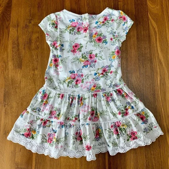 NEXT UK Girls Dress 2-3 2T 3T Toddler Girl Pretty Floral Lace Hi-Lo Flowers - Picture 2 of 6